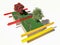 Different types of plate boundaries: transform boundaries, terrain section, 3d render.