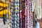 Different types of prayer beads hanging together