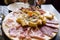 Different types of prosciutto and salami