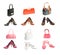 Different types shoes and bags