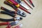 Different types of tools screwdrivers, pliers, nippers