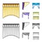 Different types of window curtains.Curtains set collection icons in cartoon,monochrome style vector symbol stock