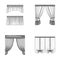 Different types of window curtains.Curtains set collection icons in monochrome style vector symbol stock illustration