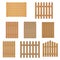 Different types of wooden fence. Fence of wood for your site or farm.