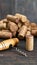 Different used wine corks
