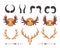 Different vector horns , deer skull and moose horny hunting trophy. Antler, antelope, goat, deers and elk animal horn.