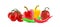 Different vegetables, Chilly peper and tomato icons. Vector vegetable banner.