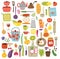 Different vegetables and kitchen objects Vector set