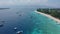 Different vessels sail on beautiful boundless blue ocean water, aerial view