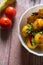 Different view of dum aloo or cooked potatoes Indian style