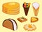 Different wafer cookies waffle cakes pastry cookie biscuit delicious snack cream dessert crispy bakery food vector