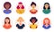 Different Women Avatar Icons Set Vector