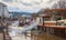 Difficult access to barges along the river Seine