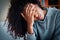 Difficult black teenage girl feeling sad and anxious