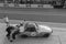 Difficult start from the pits during Le Mans Classic