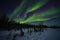 Diffuse Bands of Red and Green Aurora Northern Lights Filling Night Sky