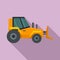 Digger bulldozer icon, flat style