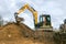 A digger moving soil