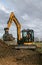 A digger moving soil