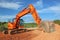 Digger on a road construction site