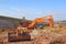 Digger on a road construction site