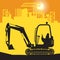 Digger, Small Excavator work on construction site