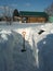 Digging in the snow for a trip to the bath