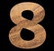 Digit 8 - Number in rustic wood on black background