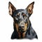 Digital Airbrushed Doberman Dog Painting On White Background