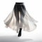 Digital Airbrushed Long Skirt Leggings - High-key Lighting, Translucent Overlapping