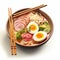 Digital Airbrushed Ramen Bowl With Ham And Egg