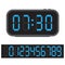 Digital alarm clock, Blue digital clock and set of glowing numbers. Vector Illustration