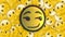 Digital animation of glitch effect over smirk face emoji against multiple thinking face emojis