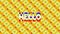 Digital animation of hello text against colorful pulsating square shapes on orange background