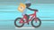 Digital animation of man carrying a delivery package box with ticking clock riding a bicycle against