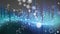 Digital animation of molecular structures floating over blue disco lights against black background