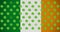 Digital animation of multiple clover leaves flickering against irish flag