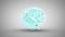 Digital animation of neon digital clock ticking over human brain spinning against black background