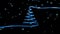 Digital animation of snowflakes falling against blue ribbon  forming a christmas tree