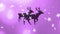 Digital animation of stars falling over black silhouette of two reindeers walking