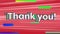 Digital animation of thank you text against light trails against red background