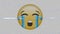 Digital animation of tv static effect over crying face emoji against grey background