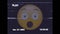 Digital animation of vhs glitch effect over surprised face emoji against black background