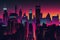 Digital art depicting a neon city. Generative AI