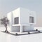 Digital art generative AI. Modern house minimalist on white floor with empty wall background in real estate sale or property