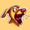 Digital art of a golden retriever funny and expressive face having gas. Vector of an yellow dog head burping