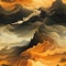 Digital art illustration with golden-hued mountains in fluid formations (tiled)