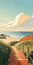 Digital Art Of Montauk Beach: Vintage Poster Design With Tranquil Gardenscapes