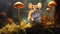 Digital Art Mouse With Mushrooms On Log - Kimoicore Inspired