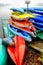 Digital art Painting - colorful canoes parked